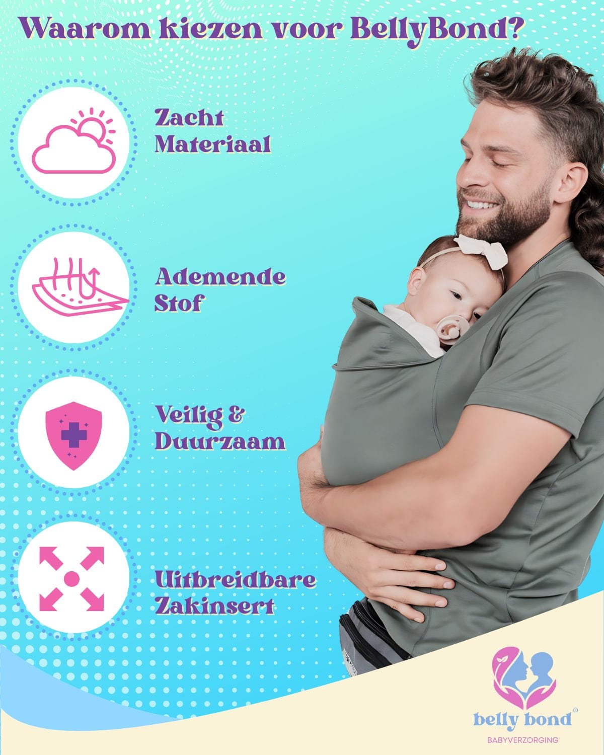 Luna Milis 1 x BellyBond™ (GRATIS VERZENDING) / Mannen-S BellyBond™ Kangoeroe T-shirt | Uw alles-in-één oplossing voor eenvoudig babydragen en borstvoeding!