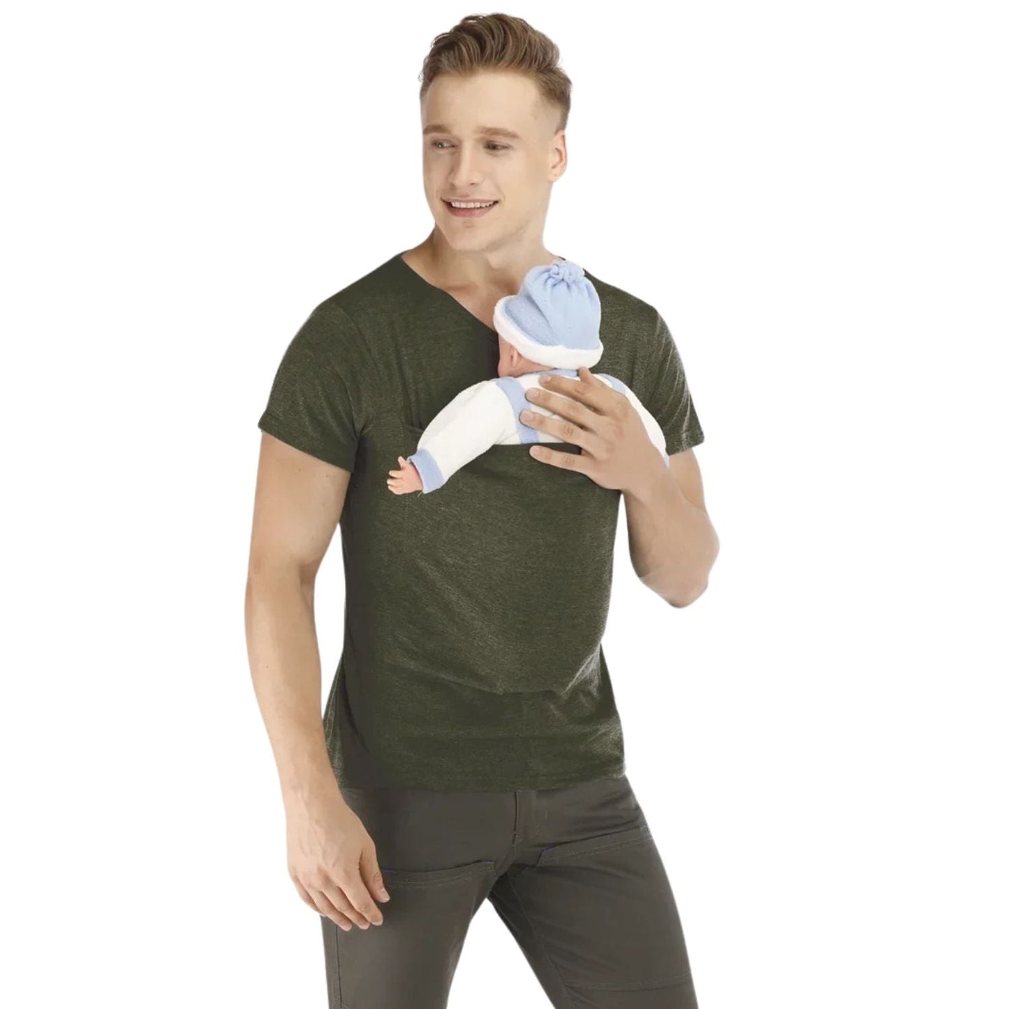 Luna Milis 1 x BellyBond™ (GRATIS VERZENDING) / Mannen-S BellyBond™ Kangoeroe T-shirt | Uw alles-in-één oplossing voor eenvoudig babydragen en borstvoeding!