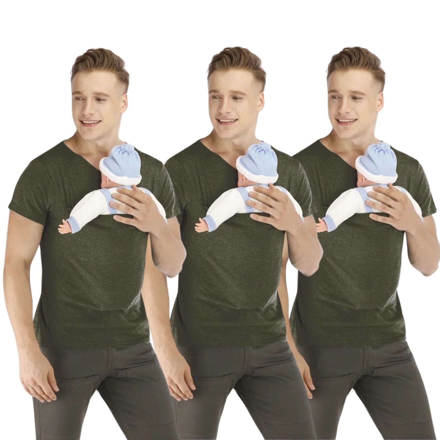 Luna Milis 2 x BellyBond™ (GRATIS VERZENDING) / Mannen-S BellyBond™ Kangoeroe T-shirt | Uw alles-in-één oplossing voor eenvoudig babydragen en borstvoeding!