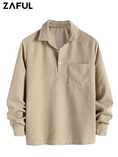 Luna Milis Light Brown / S Zaful I Corduroy Heren Shirt