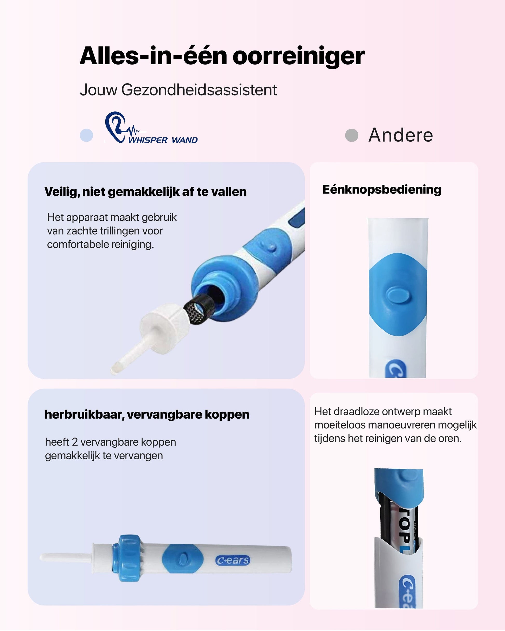 Luna Milis Whisper Wand™ Oorsmeer reiniger | Zeg binnen enkele seconden vaarwel tegen oorverstoppingen!