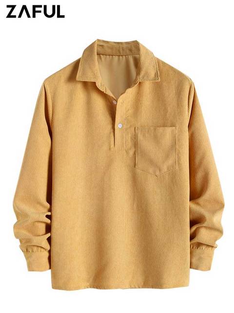 Luna Milis Yellow / S Zaful I Corduroy Heren Shirt